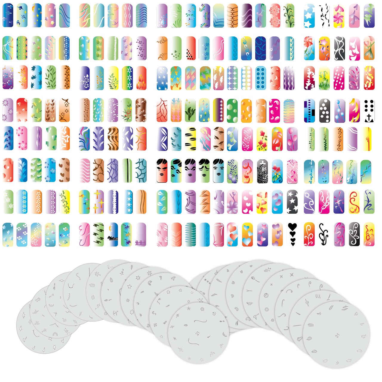 Airbrush Nail Stencils - Design Series Set # 2 Includes 20 Individual Nail  Templates with 16 Designs each for a total 320 Designs of Series #2
